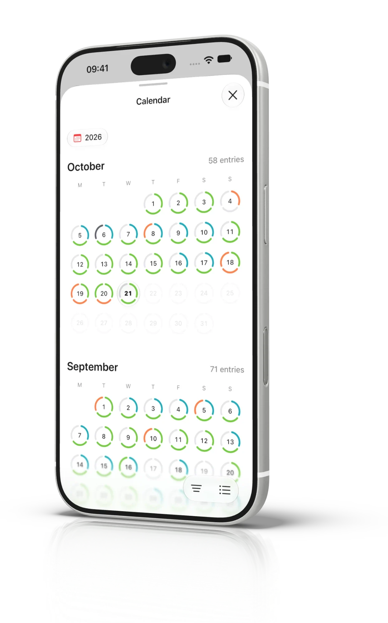 Mood calendar